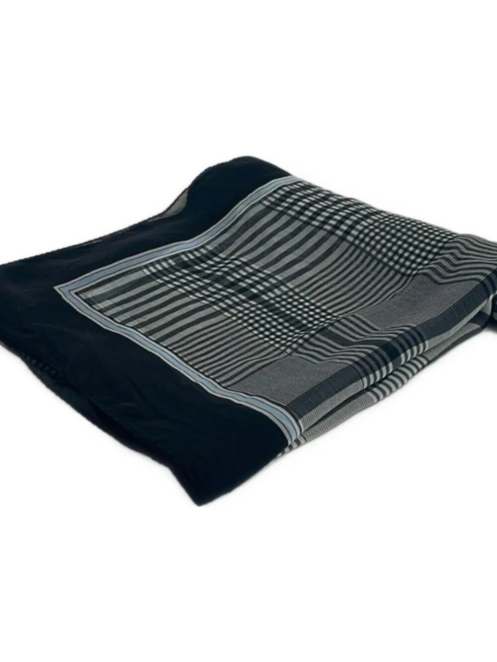 Burberry Black White Light Blue Silk Scarf